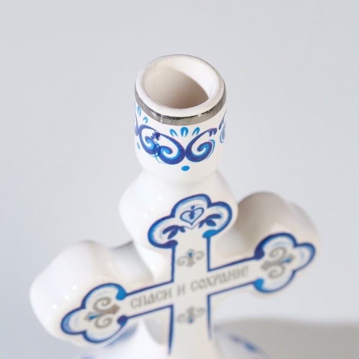 Подсвечник крестик Подсвечник крестик "Гжель", керамика