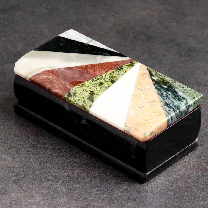 Ларец Ларец "Мозайка" 15х7х5,5 см, змеевик, креноид, лемезит, офиокальцит, мрамор