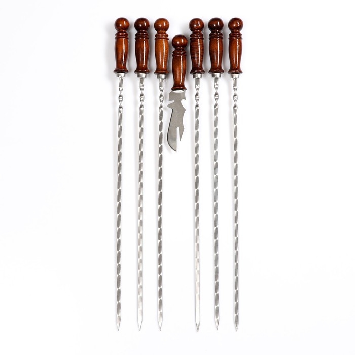 Набор с шампурами подарочный  Набор с шампурами подарочный "Щит", 6 шт, нож-вилка в комплекте, с гербом РФ