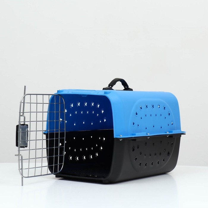 Переноска для животных пластиковая с металлической дверью 47 х 30 х 35 см, вес до 12 кг, голубая   9 Переноска для животных пластиковая с металлической дверью 47 х 30 х 35 см, вес до 12 кг, голубая   9