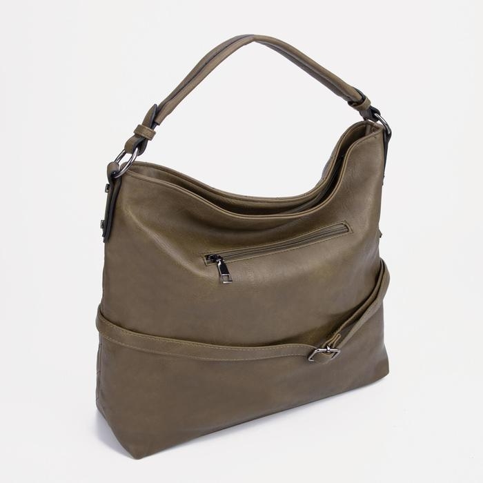 Сумка-мешок, отдел на молнии, наружный карман, цвет зелёный