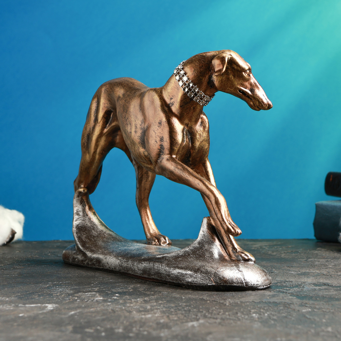 Фигура Фигура "Борзая" бронза с серебром, 25х17см
