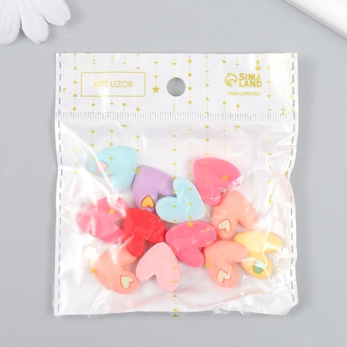 Декор для творчества пластик Декор для творчества пластик "Сердечко в сердечке" набор 12 шт 2х1,8 см