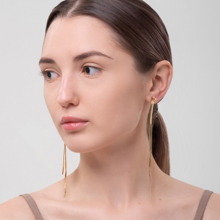 Серьги висячие &laquo;Изящество&raquo; плоские нити, цвет золото, 15 см