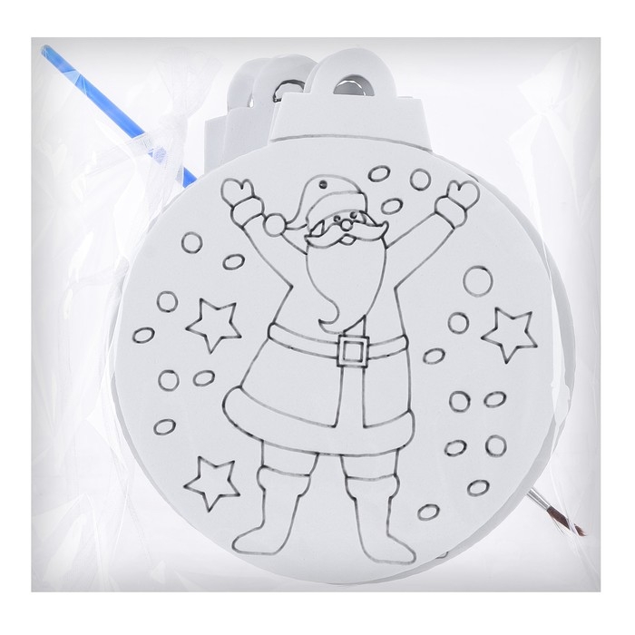 Ёлочное украшение под раскраску «Радость» 4 шт., кисть