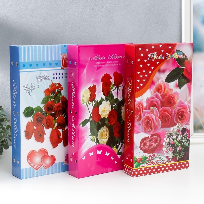 Фотоальбом на 300 фото 10х15 см Фотоальбом на 300 фото 10х15 см "Розы" МИКС