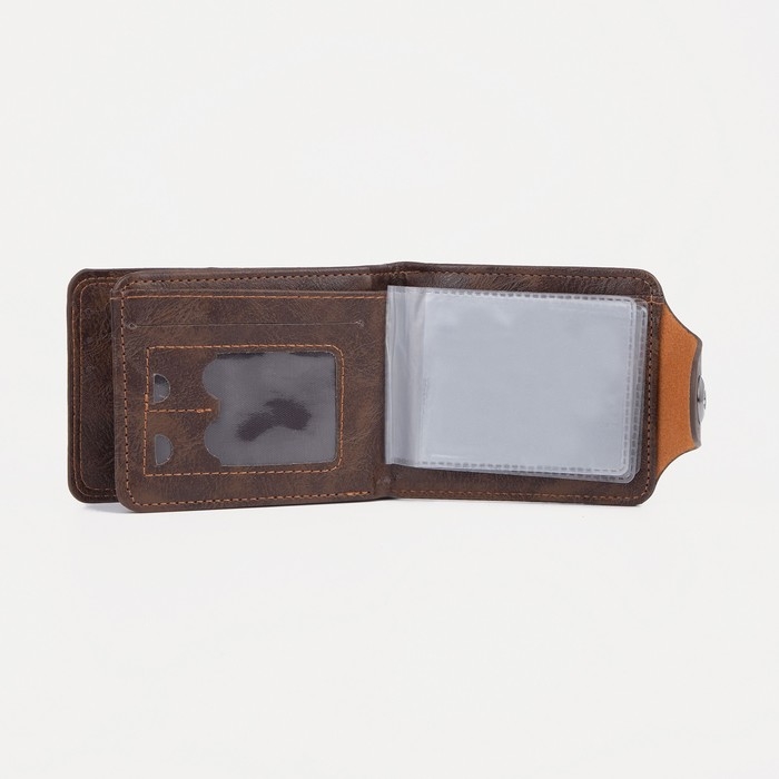 Портмоне мужское на магните, для купюр, для карт, для монет, цвет коричневый Портмоне мужское на магните, для купюр, для карт, для монет, цвет коричневый
