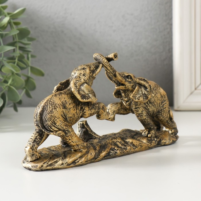 Сувенир полистоун Сувенир полистоун "Игры слонов" под бронзу 19х5,5х9,5 см