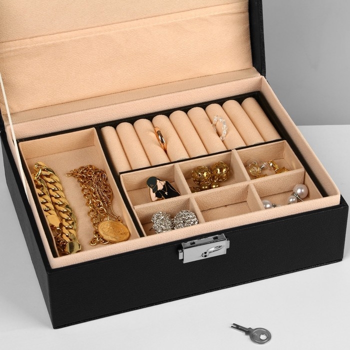 Подставка для украшений &laquo;Шкатулка&raquo; съёмная подставка,17&times;23&times;8,5 см, цвет чёрный