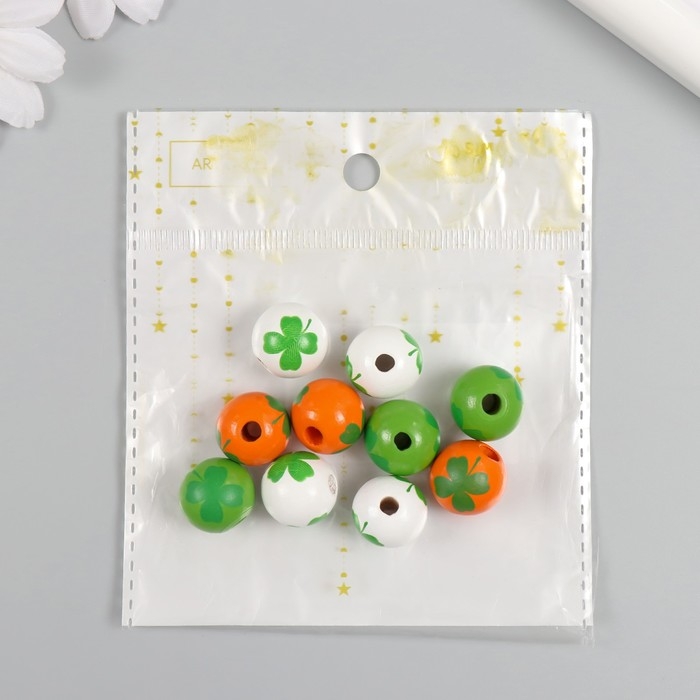 Бусины для творчества дерево Бусины для творчества дерево "Клевер на шариках" набор 10 шт d=1,6 см