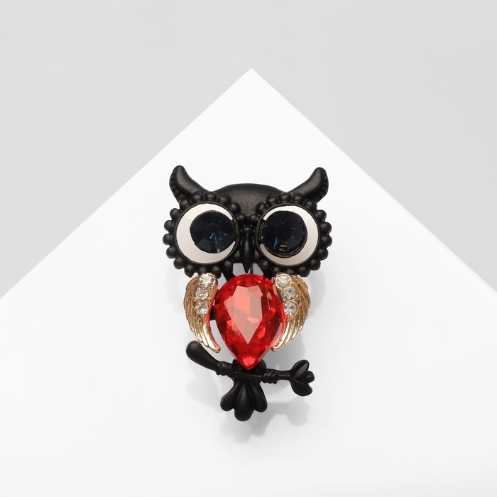 Брошь «Сова», цветная в чёрном металле Брошь «Сова», цветная в чёрном металле