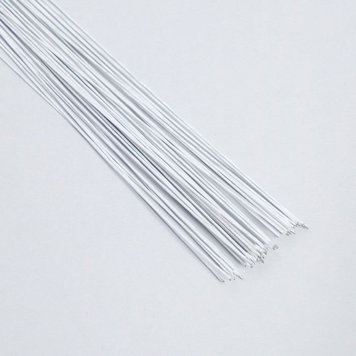 Флористическая проволока в бумажной оплётке  Флористическая проволока в бумажной оплётке "Белая", длина 60 см, 0,8 мм, набор 50 шт