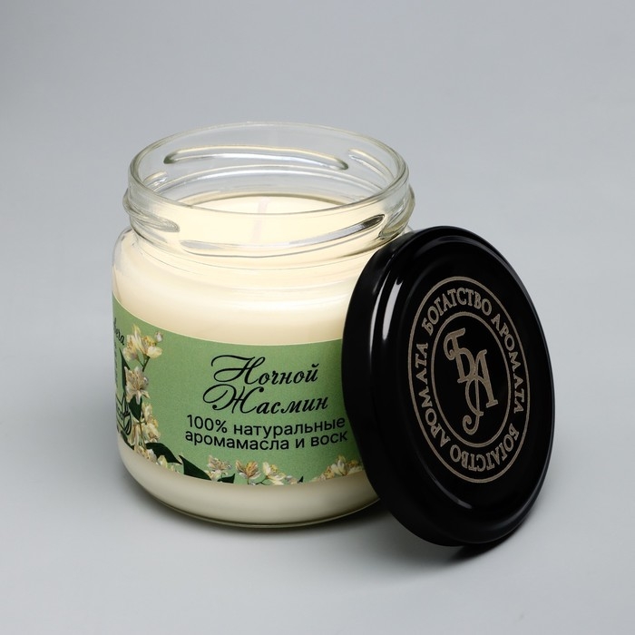Натуральная эко свеча  Натуральная эко свеча "Ночной жасмин", белая, 7х7,5 см, 14 ч