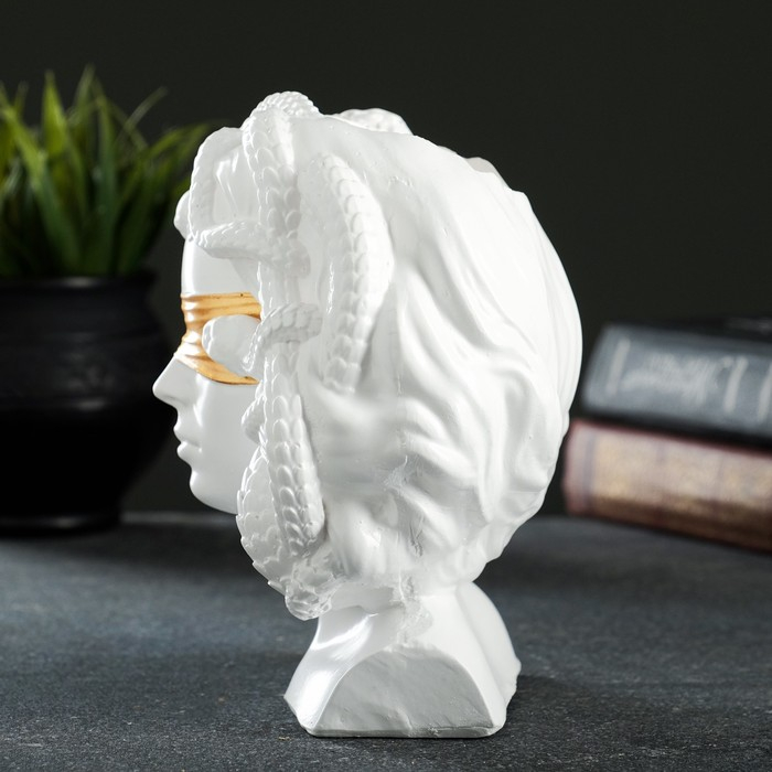 Кашпо - органайзер Кашпо - органайзер "Горгона Медуза" белая с золотом, 13х15х11см