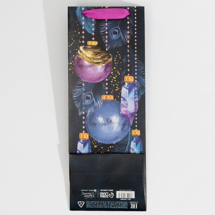 Пакет под бутылку «Новый год», 13 х 36 х 10 см, Новый год