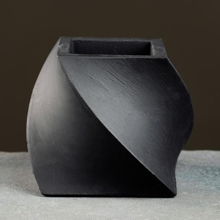 Кашпо Башня черное12 х 12 х 10 см Кашпо Башня черное12 х 12 х 10 см