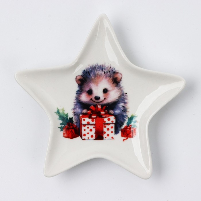 Новый год. Подставка под чайный пакетик  Новый год. Подставка под чайный пакетик "Ёжик", 8,7 х 8,7 см