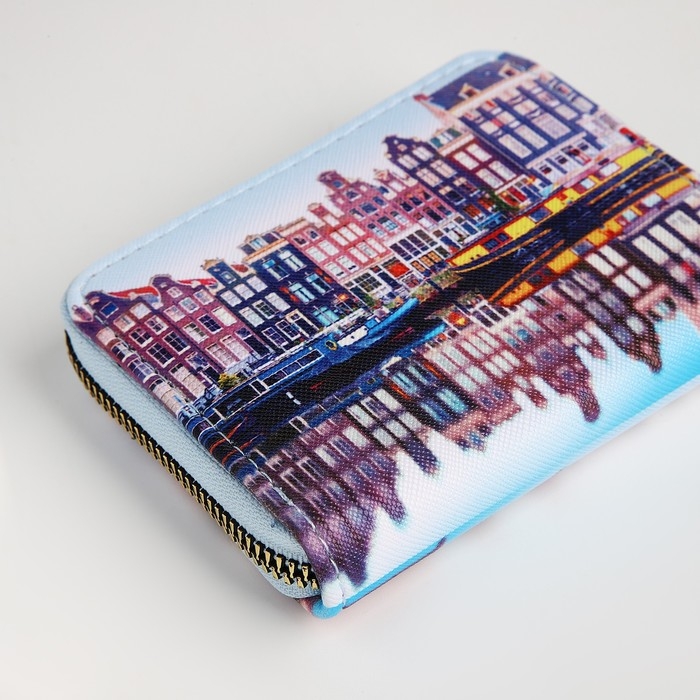 Кошелёк на молнии, цвет голубой/разноцветный Кошелёк на молнии, цвет голубой/разноцветный