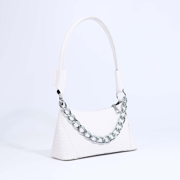 Сумка-багет на молнии, цвет белый Сумка-багет на молнии, цвет белый