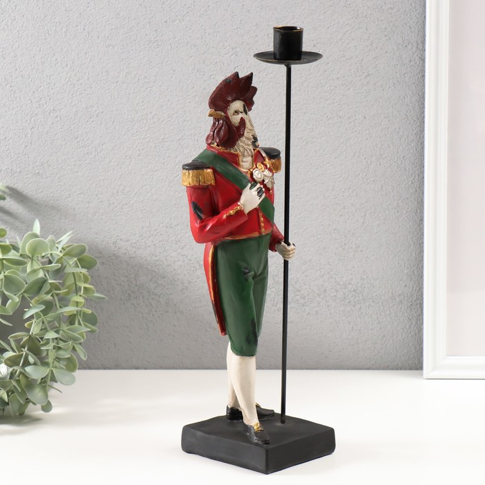 Подсвечник полистоун Подсвечник полистоун "Английский шарж-Петух капрал" 11х11х35 см