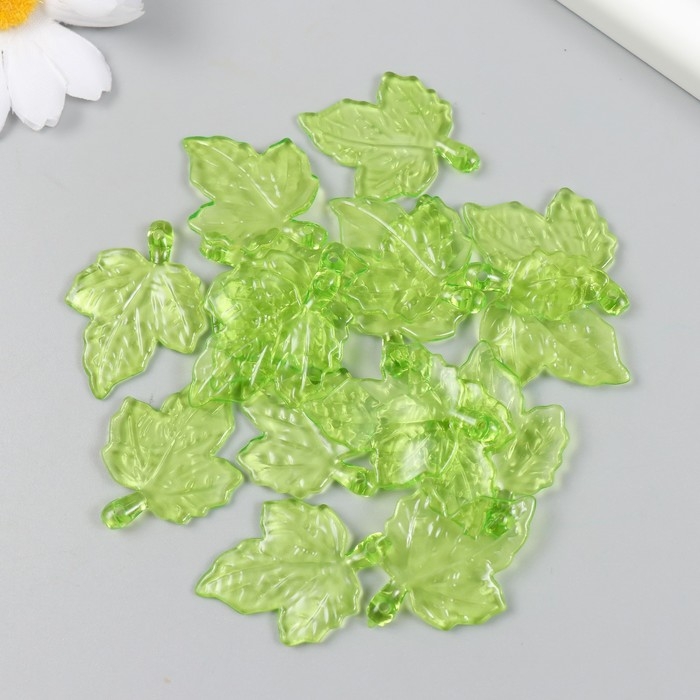 Декор для творчества пластик Декор для творчества пластик "Кленовые листья" прозрачный зелёный набор 20 гр 0,4х5,6х5 см