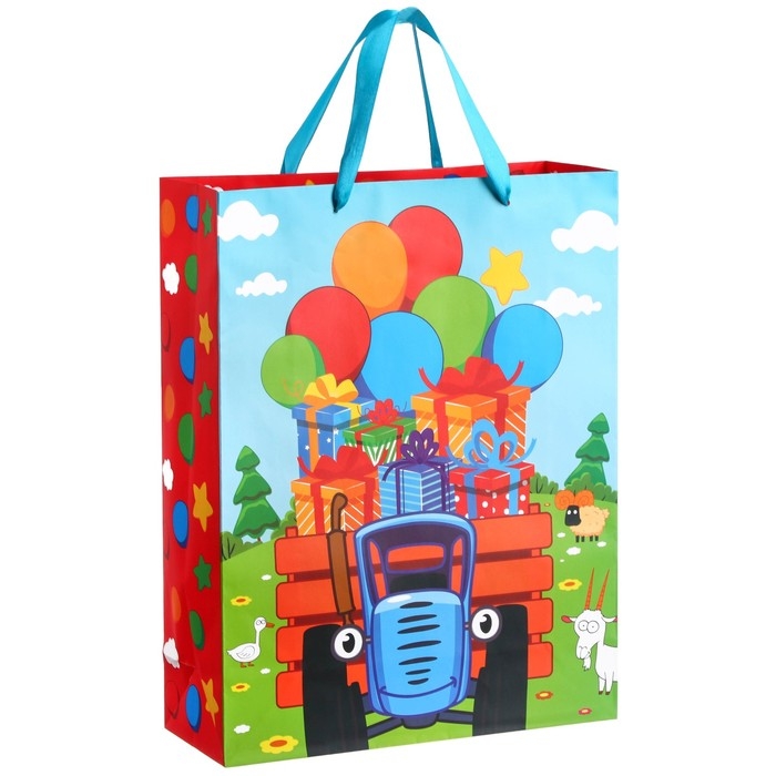 Набор подарочных пакетов, 31х40х11.5 см, Синий трактор Набор подарочных пакетов, 31х40х11.5 см, Синий трактор