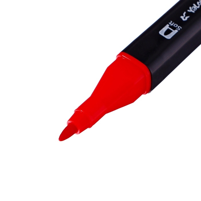 Набор маркеров 12 цветов, двусторонние, черный корпус в пластиковом пенале Набор маркеров 12 цветов, двусторонние, черный корпус в пластиковом пенале