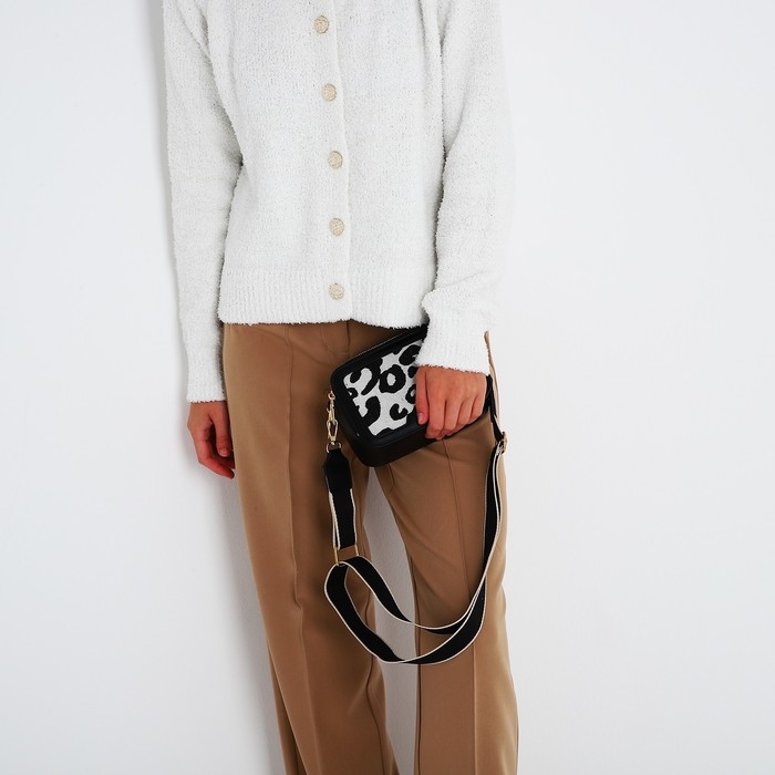 Сумка кросс-боди на молнии, цвет чёрный/белый Сумка кросс-боди на молнии, цвет чёрный/белый