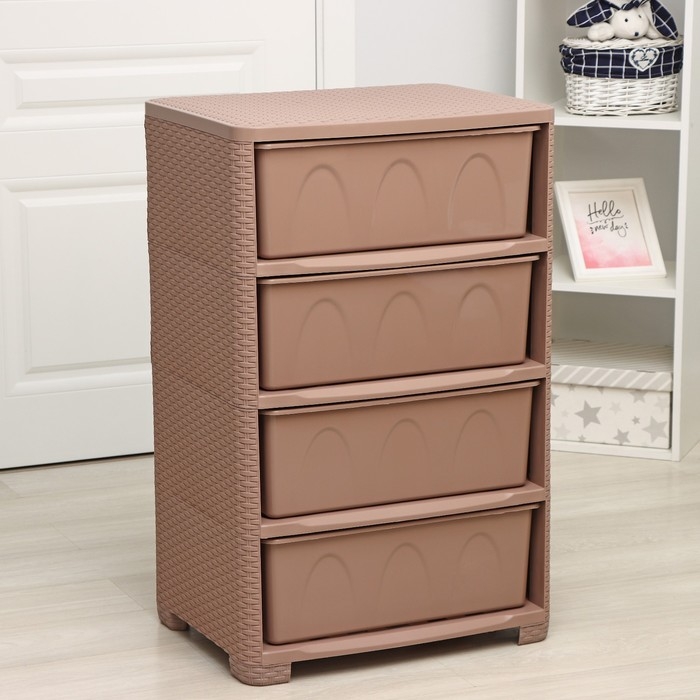 Комод 4-х секционный «Плетёнка», цвет какао Комод 4-х секционный «Плетёнка», цвет какао