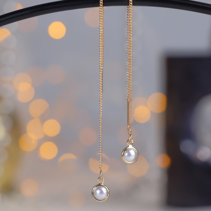 Серьги с жемчугом «Цепочки» ласка, цвет МИКС Серьги с жемчугом «Цепочки» ласка, цвет МИКС