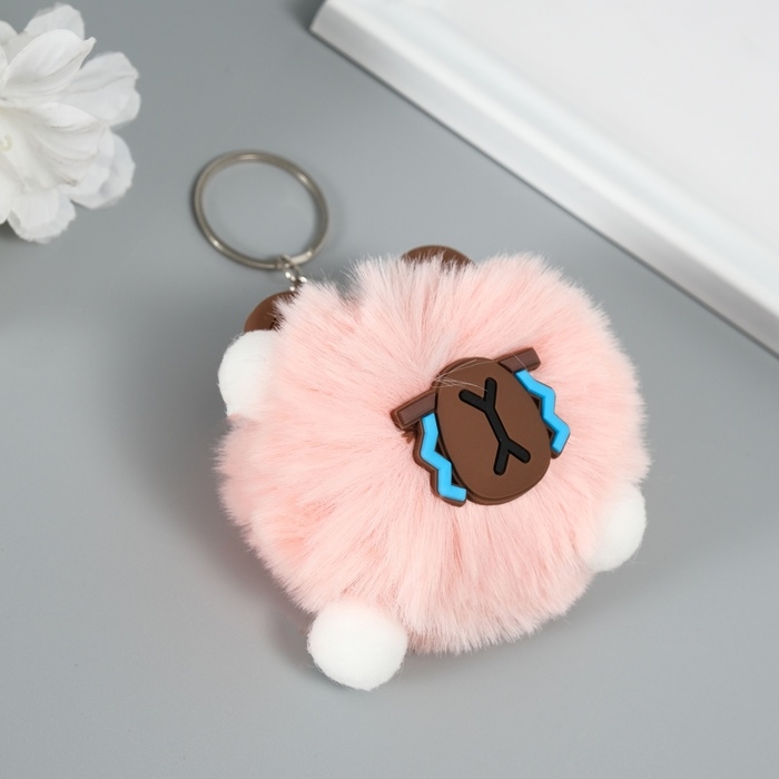 Пушистик на кольце  Пушистик на кольце "Капибара Мистер Грусть" розовый 10х8х8 см