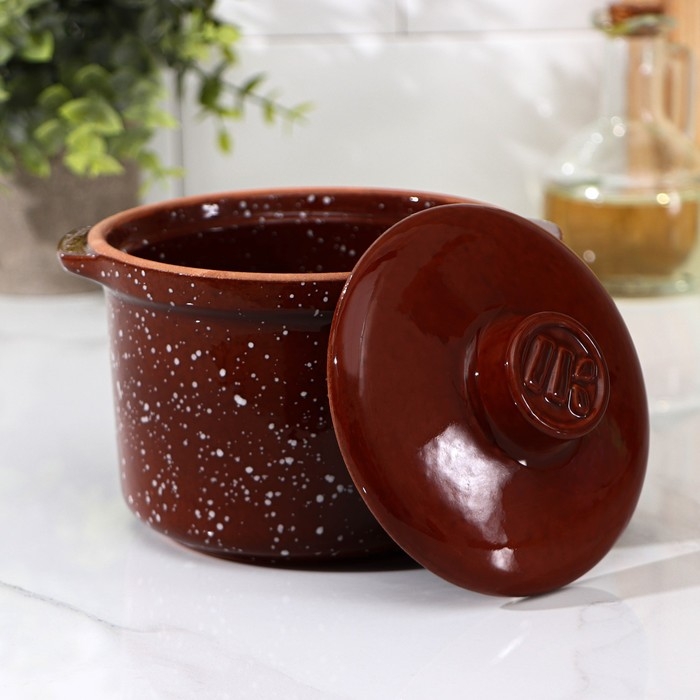 Горшок- сотейник «Мрамор коричневый», 600 мл Горшок- сотейник «Мрамор коричневый», 600 мл