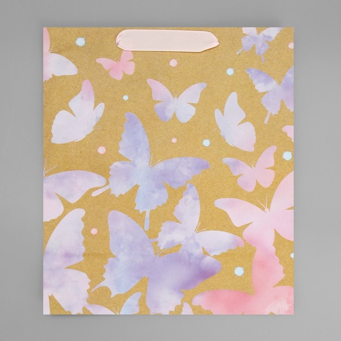 Пакет подарочный крафтовый вертикальный, упаковка, «Акварельный», ML 23 х 27 х 11,5 см Пакет подарочный крафтовый вертикальный, упаковка, «Акварельный», ML 23 х 27 х 11,5 см