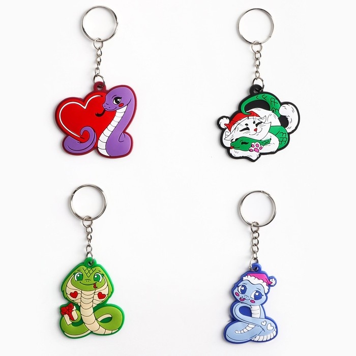 Брелок новогодний, для ключей, резиновый «Новогодний», микс, 4 шт Брелок новогодний, для ключей, резиновый «Новогодний», микс, 4 шт