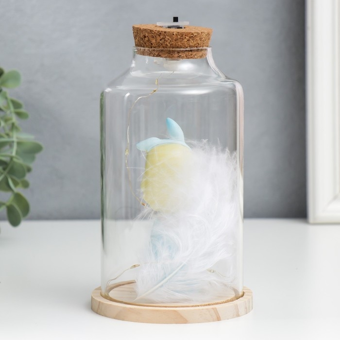 Сувенир полистоун световой  Сувенир полистоун световой "Девочка в голубом с ушками и пером" 10х10х17,5 см