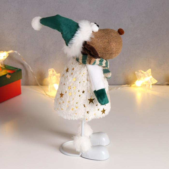 Кукла интерьерная Кукла интерьерная "Лосик в зелёном колпаке, и белом наряде с золотыми узорами" 30х10х14 см