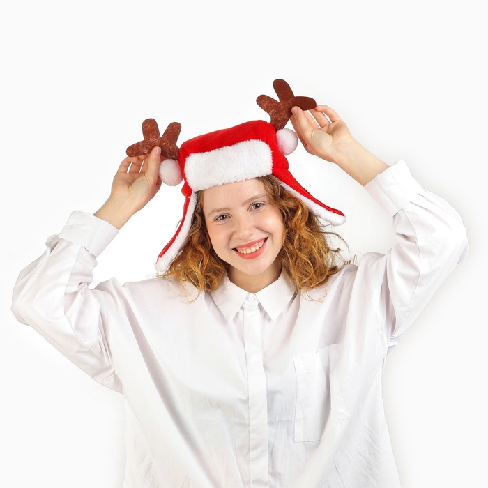 Карнавальная шапка «Ушанка» с рожками Карнавальная шапка «Ушанка» с рожками