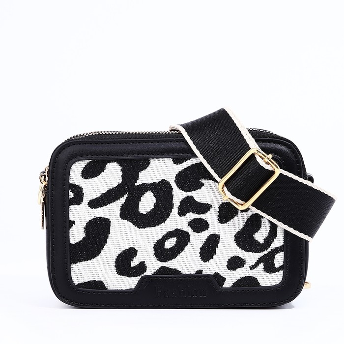 Сумка кросс-боди на молнии, цвет чёрный/белый Сумка кросс-боди на молнии, цвет чёрный/белый