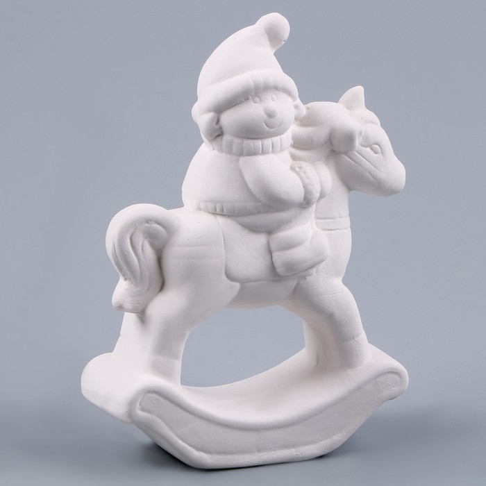 Новый год! Фигурка под роспись «Снеговичок верхом», с кистью Новый год! Фигурка под роспись «Снеговичок верхом», с кистью