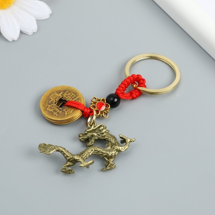 Брелок металл нэцке  Брелок металл нэцке "Китайский дракон" 5 монет h=7,5 см