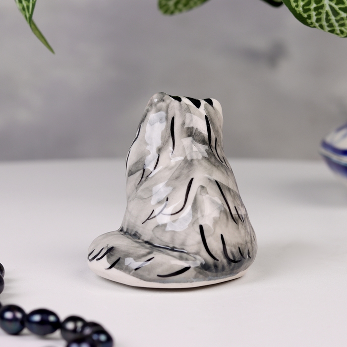 Сувенир Сувенир "Кошка сидячая", 6х6 см, цветная, гжель