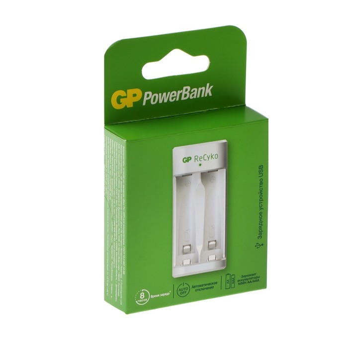 Зарядное устройство GP E211, для аккумуляторов 2хAA/AAA, белый Зарядное устройство GP E211, для аккумуляторов 2хAA/AAA, белый