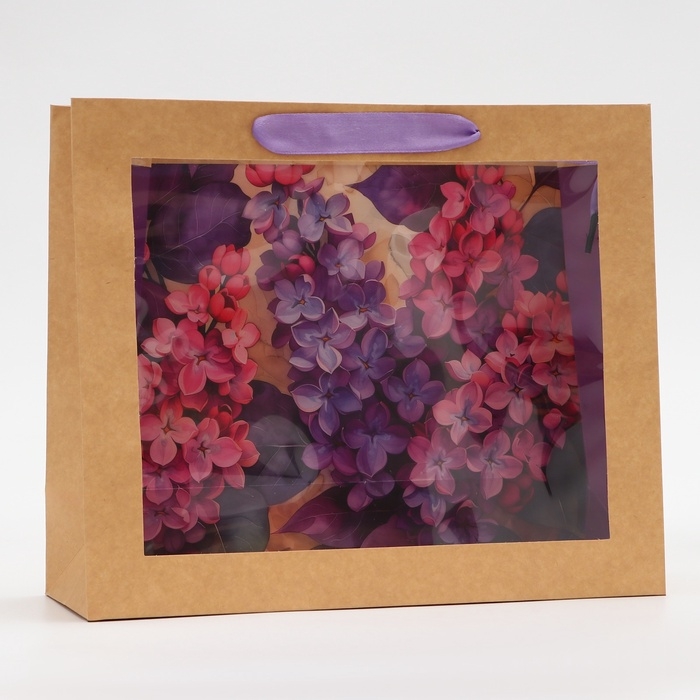 Пакет с PVC окном,  Пакет с PVC окном, "Сирень", 31 х 11 х 26 см