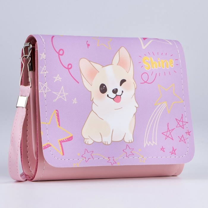 Сумка детская для девочки Корги на клапане, цвет розовый Сумка детская для девочки Корги на клапане, цвет розовый