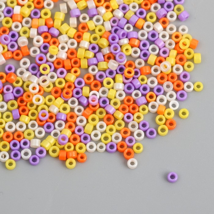 Бисер стекло  9/0  Бисер стекло  9/0 "Цилиндры. Меланж. Закат" глянец 450 гр