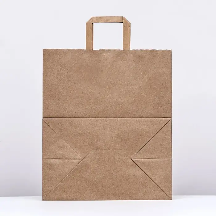 Пакет бумажный, плоская ручка крафт 32×20×37 см, 90 г/м² Пакет бумажный, плоская ручка крафт 32×20×37 см, 90 г/м²
