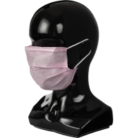 Маска медицинская 3-х сл., резинка, розовая, картон 100шт/уп