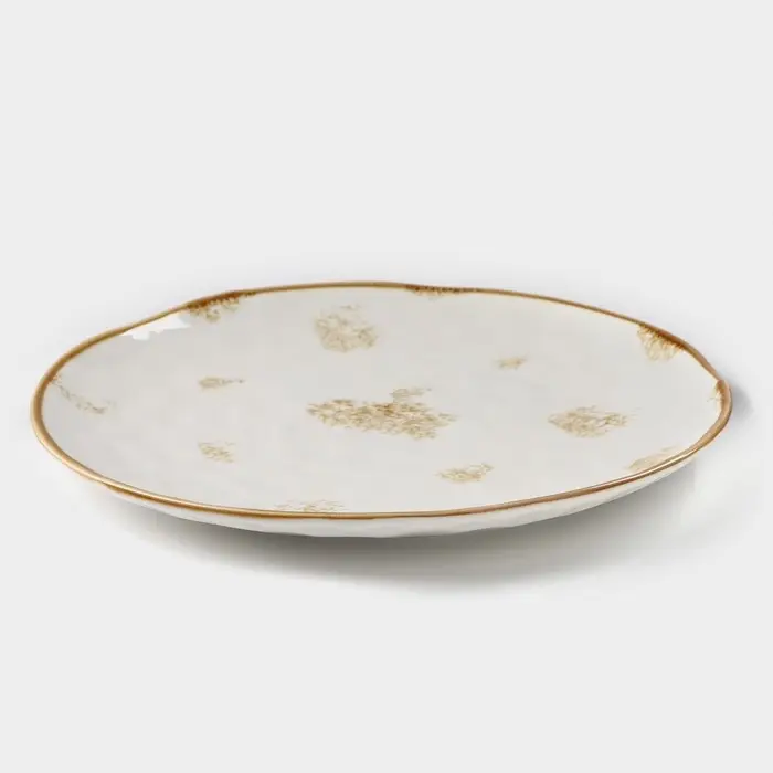 Тарелка Доляна Organic Gold, d=27.5 см, фарфор, белая