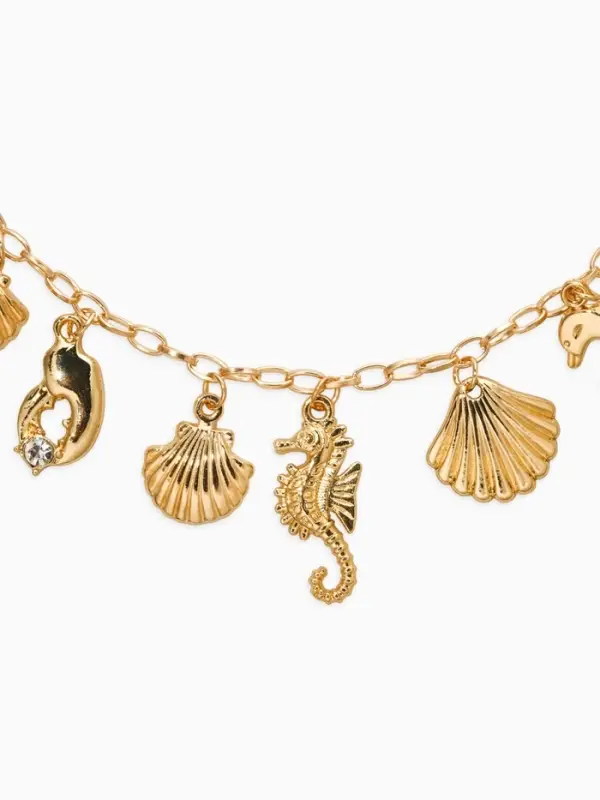 Колье "Летний вайб" морской мир, цвет золото