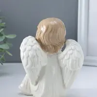 Сувенир керамика "Ангел в белом платье, сидит" 10х11х15,5 см